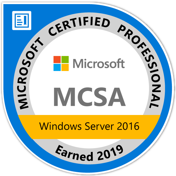 MCSA Windows Server 2016 Certification